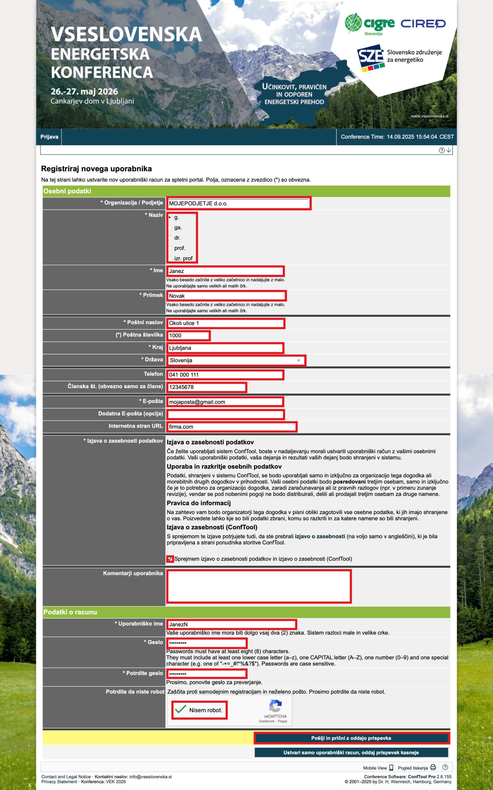 ConfTool – Izpolni registracijsko formo in podatke ConfTool - Izpolni registracijsko formo in podatke