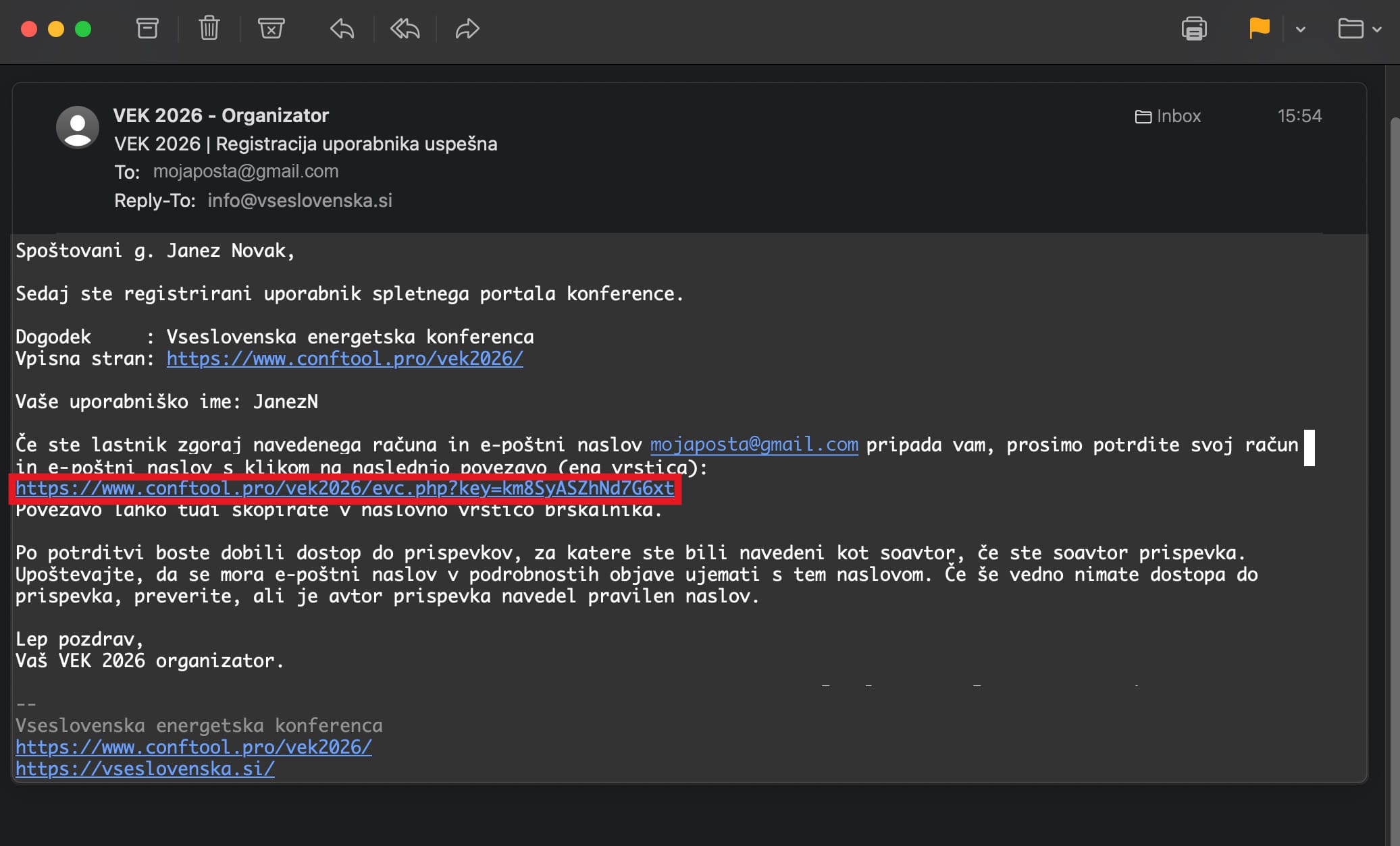ConfTool – Validacija registracije preko epošte ConfTool - Validacija registracije preko epošte