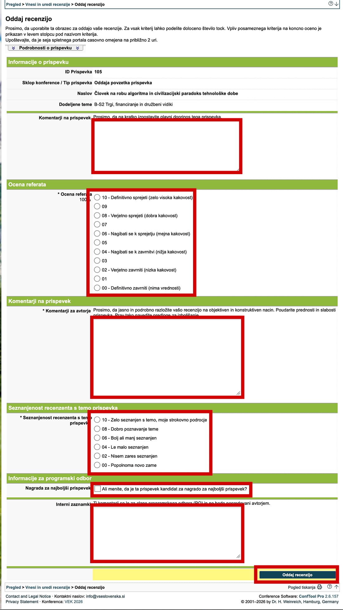 Conftool – Navodila recenzentom Conftool - Navodila recenzentom