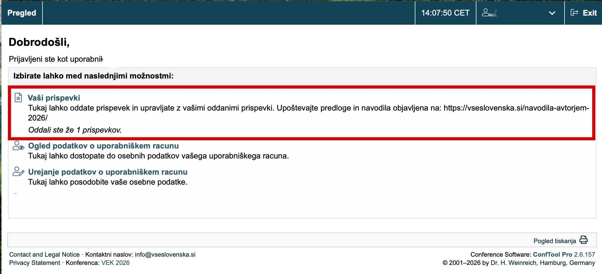 Conftool - Navodila za pregled recenzij in oddajo celotnega prispevka