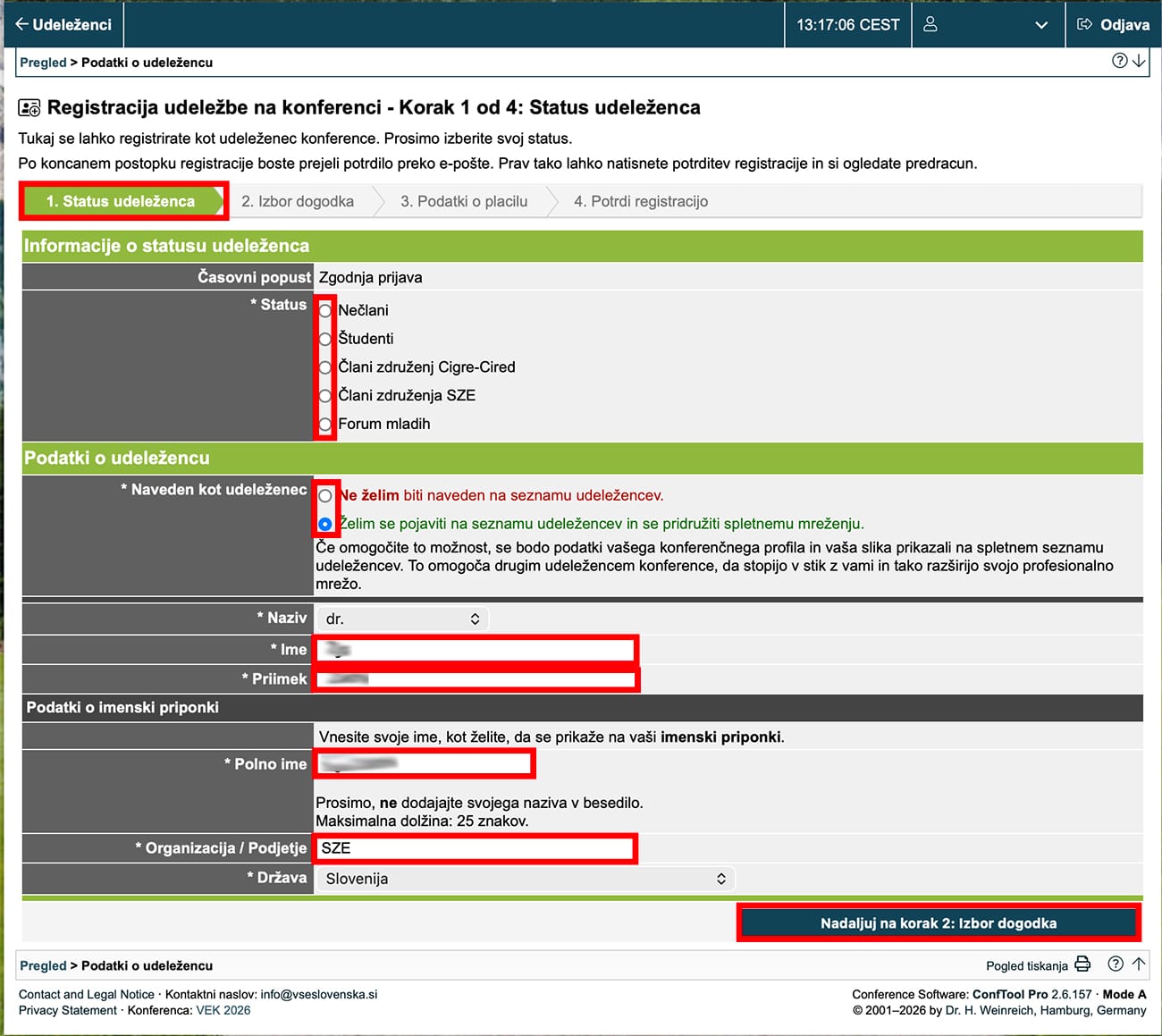 Conftool – Navodila za registracijo Conftool - Navodila za registracijo